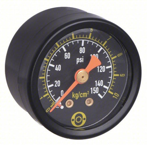 Pressure Gauge, Industrial, 0 to 150 psi, 1-1/2" Dial, Steel Case, 1/8" MNPT, ARO 100095-160 - UnitedBuilt Equipment