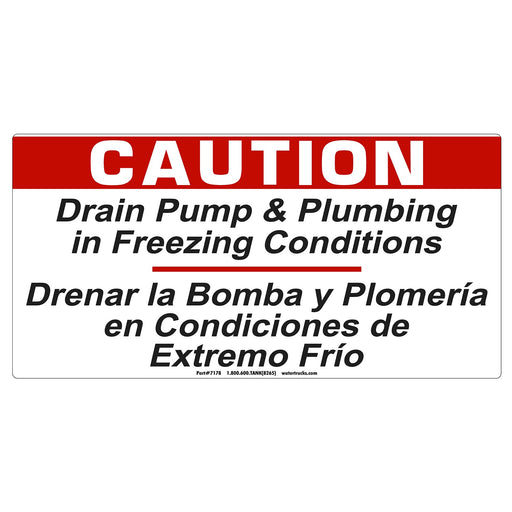 Decal Warning, Drain and Winterize Pump, 6" Height x 12" Width, UnitedBuilt DECALDRAIN - UnitedBuilt Equipment