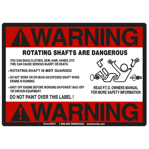 Decal Warning, Rotating Drive Shaft, 5" Height x 7" Width, UnitedBuilt DECALDRIVESHAFT - UnitedBuilt Equipment