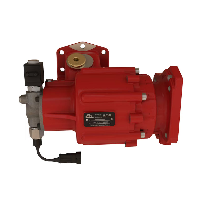 Power Take Off (PTO), Powershift Hydraulic (Hot Shift), Electric 12V Over Hydraulic, 10-Bolt, SAE “B” 2/4 bolt 13T, Input Gear: 63 - Allison, Internal PTO Ratio 96%, Assembly Arrangement Left Forward, Eaton Bezares PT3252PME633SA, 3252 Series