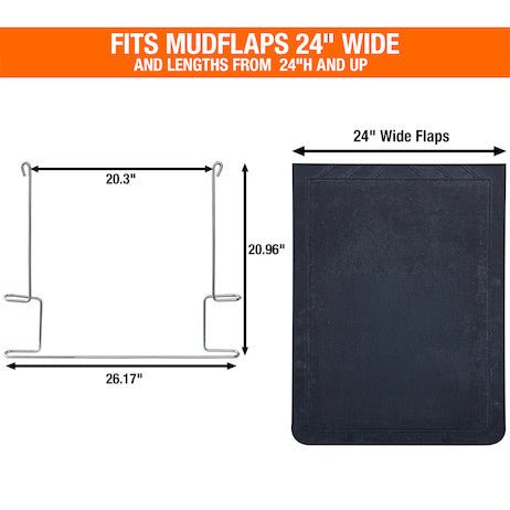Anti - Sail Bracket, for 24" Wide Mud Flap, Chrome Plated, 26 - 3/4" Width x 21" Height, Buyers 405BC - UnitedBuilt Equipment