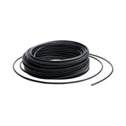 Black air brake tubing coiled into a roll