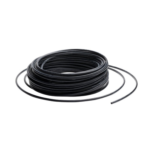 Black air brake tubing coiled into a roll