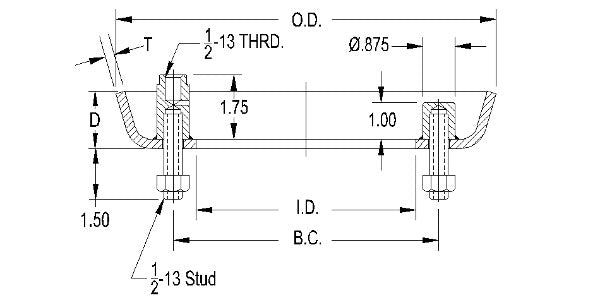 Drain Sump, 4", 304 Stainless Steel, Welded Studs, Betts SU25389SL