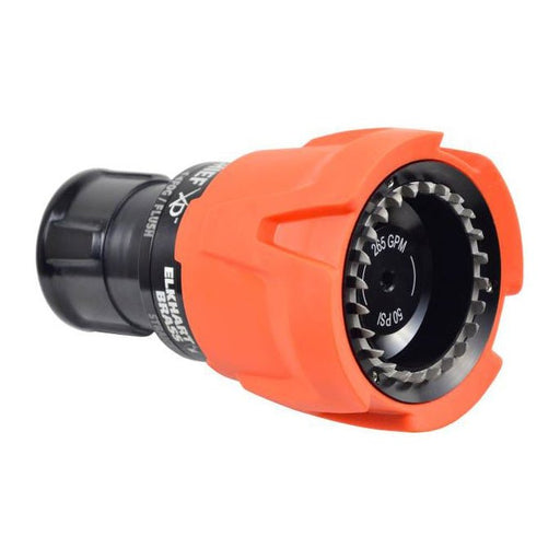 Handline Nozzle, Chief XD Tip, 1 - 1/2" FNH Inlet, 1 - 3/8" Waterway, Orange Bumper, Spinning Teeth, 300GPM @ 75PSI, Elkhart Chief - XD 04XD025F - 0401010A - UnitedBuilt Equipment