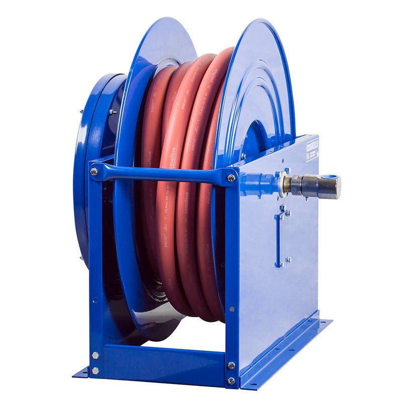 Hose Reel, 1 - 1/2" x 50' Spring Rewind, L/H, 250 PSI, Nitrile Seal, SP Series, Coxreels SLPL - 850 - UnitedBuilt Equipment