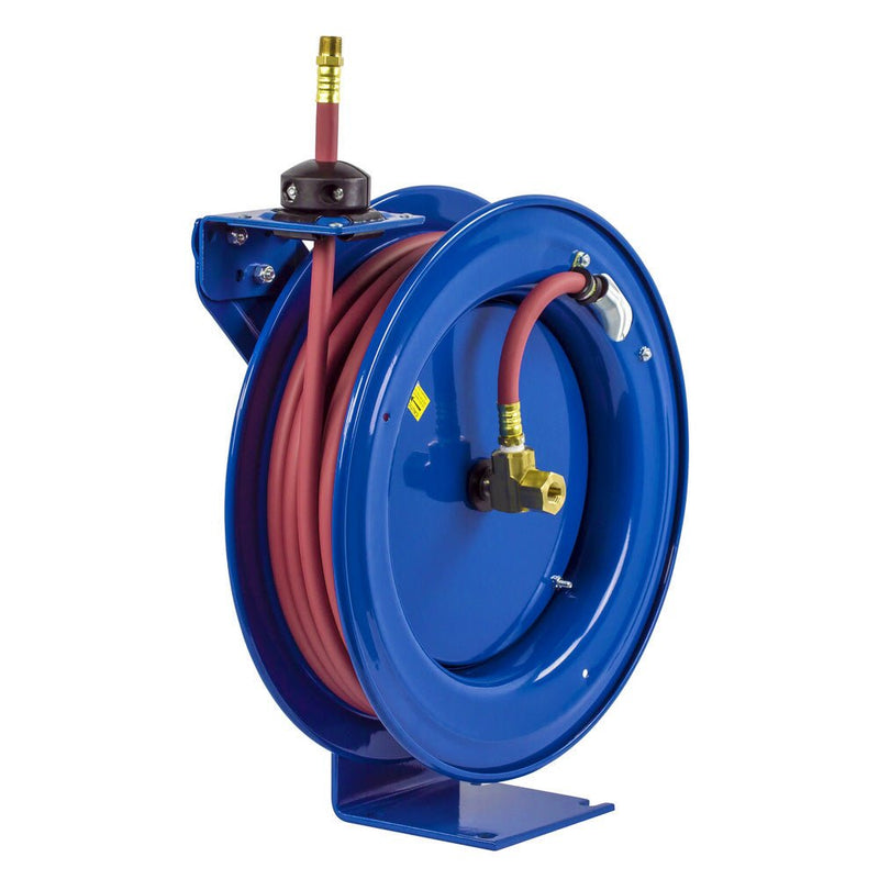 Hose Reel, P Series, 3/8" x 50' 300 PSI, Spring Rewind, Air & Water Hose Included, Coxreels P - LP - 350 - UnitedBuilt Equipment