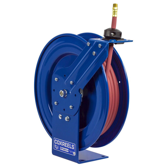 Hose Reel, P Series, 3/8" x 50' 300 PSI, Spring Rewind, Air & Water Hose Included, Coxreels P - LP - 350 - UnitedBuilt Equipment