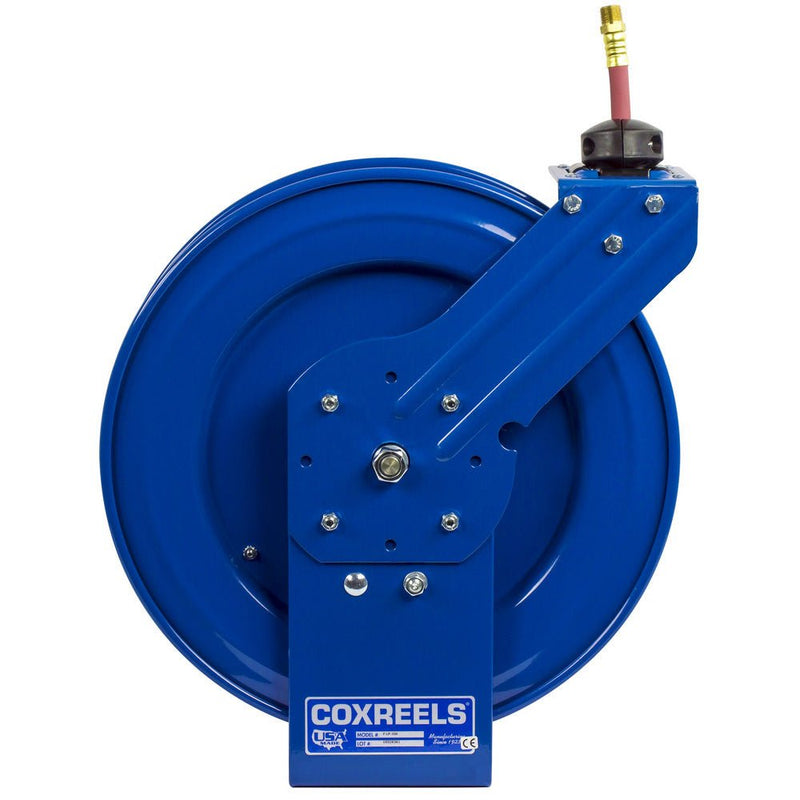 Hose Reel, P Series, 3/8" x 50' 300 PSI, Spring Rewind, Air & Water Hose Included, Coxreels P - LP - 350 - UnitedBuilt Equipment