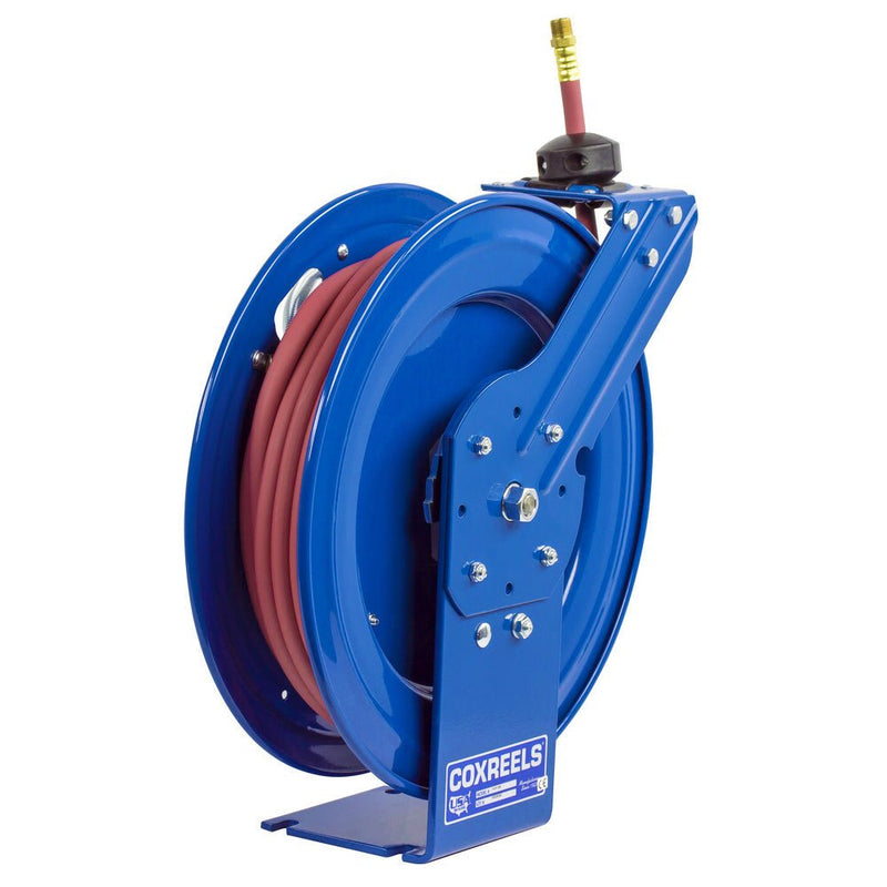 Hose Reel, P Series, 3/8" x 50' 300 PSI, Spring Rewind, Air & Water Hose Included, Coxreels P - LP - 350 - UnitedBuilt Equipment