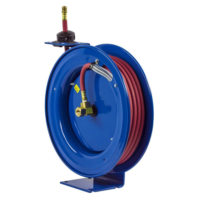 Hose Reel, P Series, 3/8" x 50' 300 PSI, Spring Rewind, Air & Water Hose Included, Coxreels P - LP - 350 - UnitedBuilt Equipment