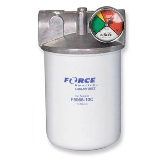 Hydraulic Filter Assembly, 1 - 1/4" NPT Spin On, 10 Micron, Visual Gauge, Force America SF510 - 120 - 25 - 10CSR - PG - UnitedBuilt Equipment