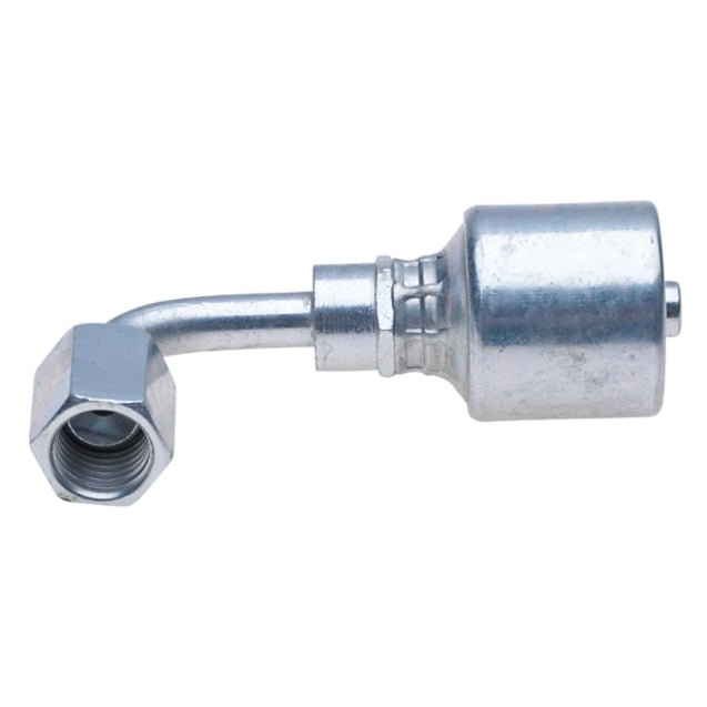 Gates 12G-12FJX90S 90-degree crimp hose fitting, female JIC swivel nut opening