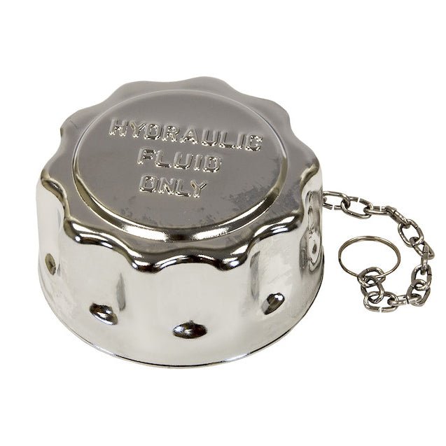 Hydraulic Tank Filler - Strainer Breather Cap Assembly, Chrome, Twist - On with Locking Tab, Buyers TFA005715L - UnitedBuilt Equipment