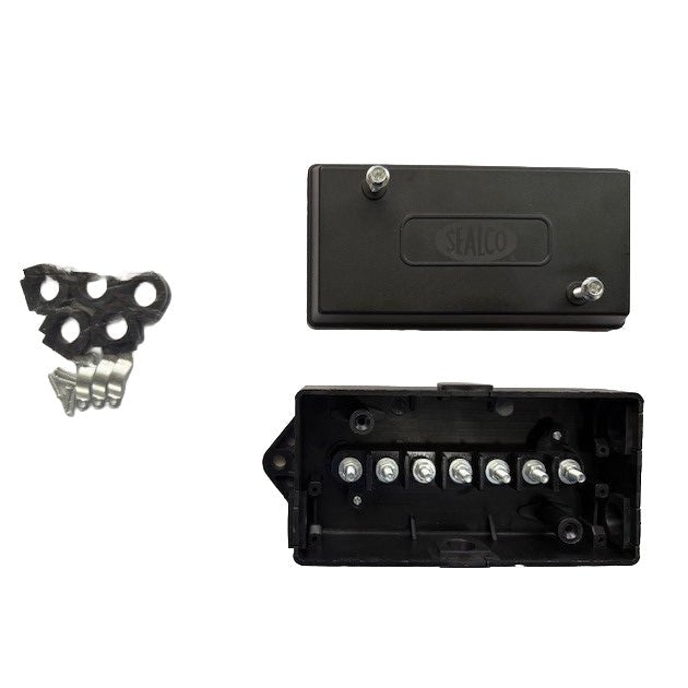 Junction Box, Black Plast, 7 Terminal Post, Sealco TM38 - UnitedBuilt Equipment