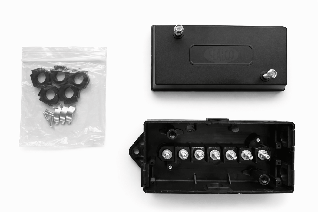 Junction Box, Black Plast, 7 Terminal Post, Sealco TM38 - UnitedBuilt Equipment