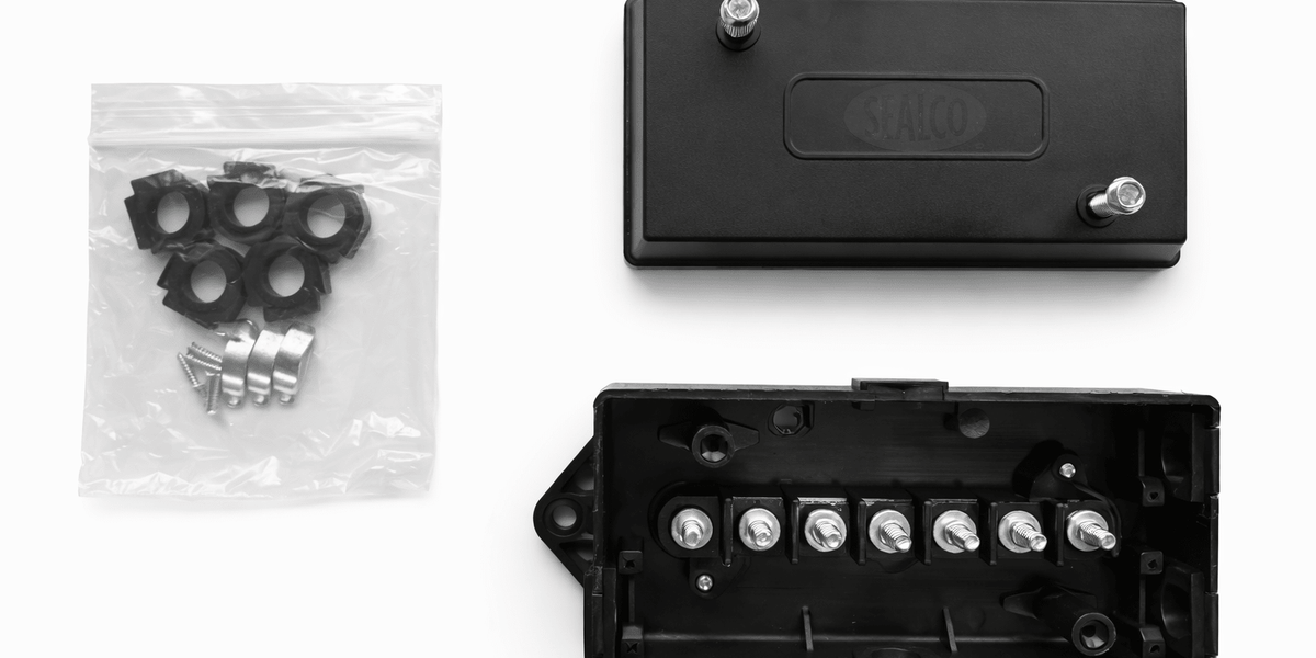 Junction Box, Black Plast, 7 Terminal Post, Sealco TM38 - UnitedBuilt ...