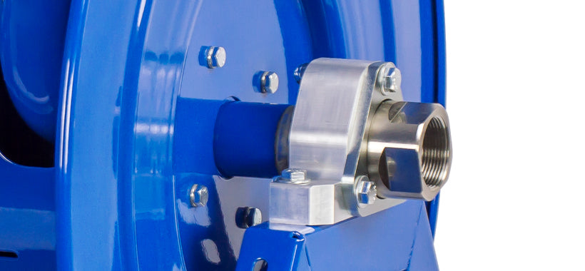 Hose Reel, 1-1/2" x 250', L/H Manual Rewind, EPDM Seal, Powder Coated Blue, Coxreels 1185-3328-BEXX