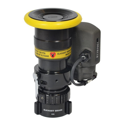 Nozzle, Selectable Flow 15 - 30 - 45 - 95 - 125 - 150 - 200 GPM, 1 - 1/2" FNHT, 6000 - 200E(D) with Deutsch Connector for BrushHawk 8495, Adjustable Fog - to - Stream, Elkhart 06000212 - UnitedBuilt Equipment