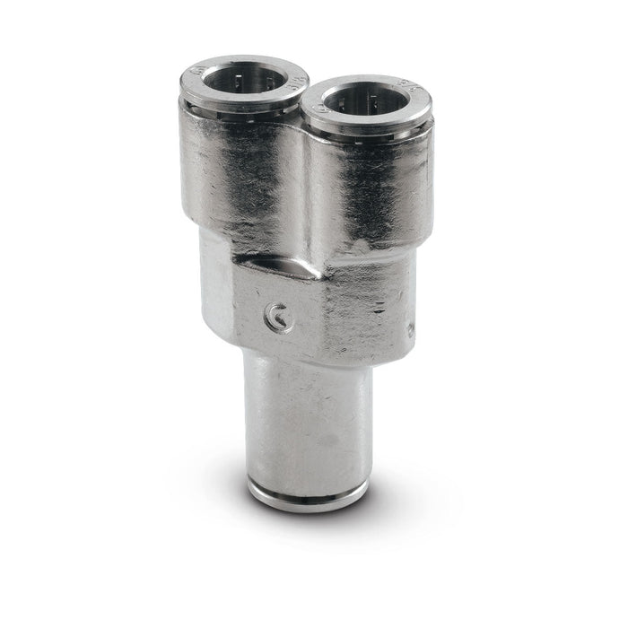 Push - In Air Fitting, Union Y, 1/4" Tube OD, Camozzi 6560 04 - 00 - UnitedBuilt Equipment