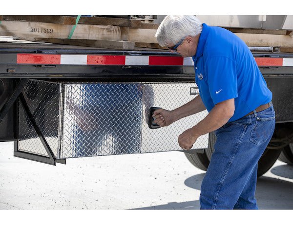 Tool Box 24x24x36, Diamond Tread Aluminum, Underbody Truck Box, Locking Storage, Double Barn Door, Height 24" x Depth 24" x Width 36", Buyers 1702235 - UnitedBuilt Equipment