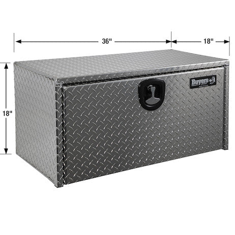 Tool Box, Diamond Tread Aluminum, Locking Storage, 18x18x36, Height 18" x Depth 18" x Width 36", Buyers 1705105 - UnitedBuilt Equipment