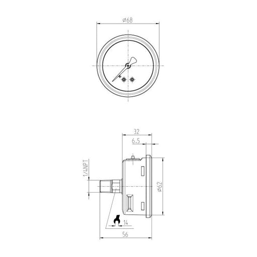 WIKA 213.53 Glycerin Filled Pressure Gauge, 200 PSI, 2-1/2" Dial, 1/4" NPT Center Back Mount – 9767231 - UnitedBuilt Equipment