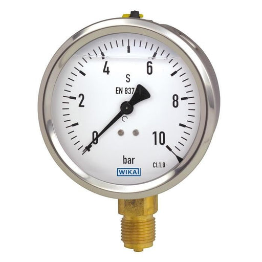 WIKA 213.53 Glycerin Filled Pressure Gauge, 200 PSI, 2-1/2" Dial, 1/4" NPT Lower Mount – 9767088 - UnitedBuilt Equipment
