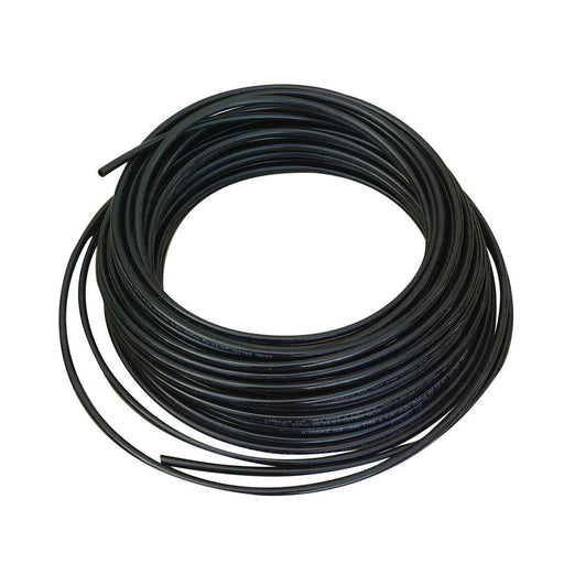 Black air brake tubing coiled into a roll