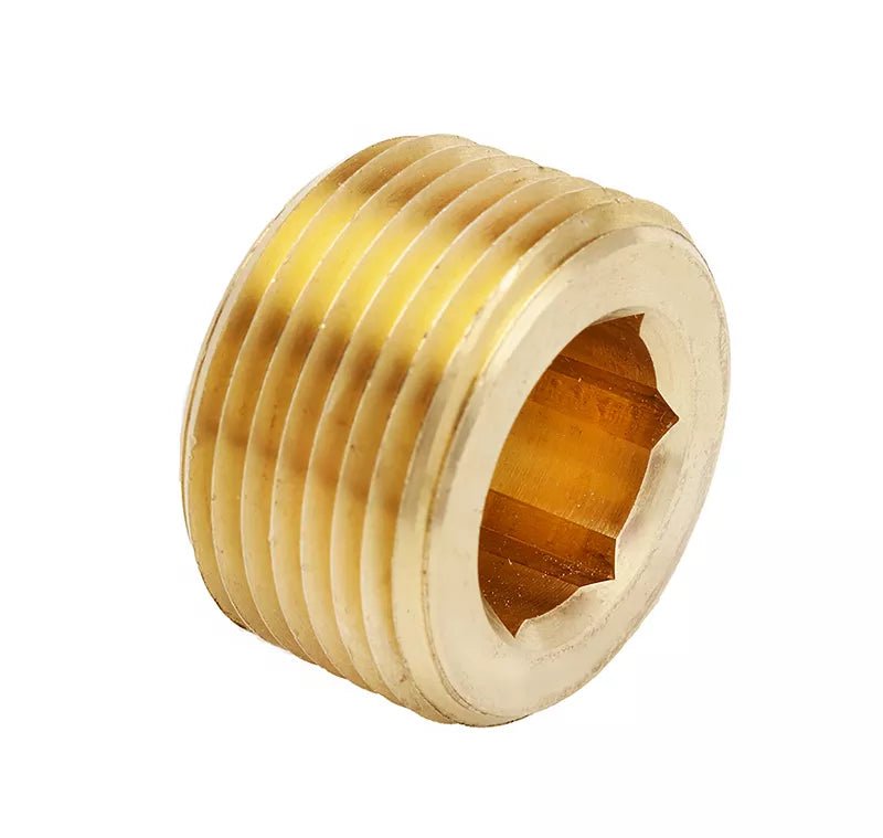 Countersunk Plug, Hex Socket, 1/8" MNPT, Vibra Seal, Brass (3153X2) - UnitedBuilt Equipment