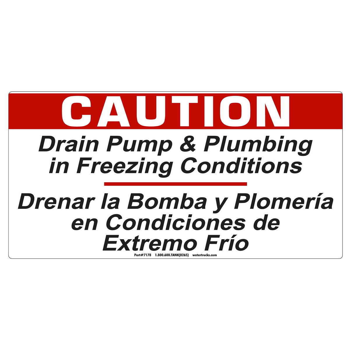 Decal Warning, Drain and Winterize Pump, 6