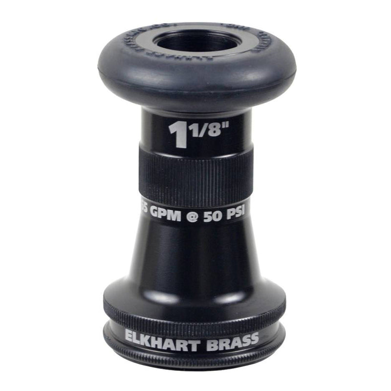 Handline Nozzle, 1-1/2" FNH Inlet, 7/8" Discharge, Smooth Bore Single Tip, Short Barrel, Black Bumper, 185GPM @ 50PSI, Elkhart 187-XD 66755007 - UnitedBuilt Equipment
