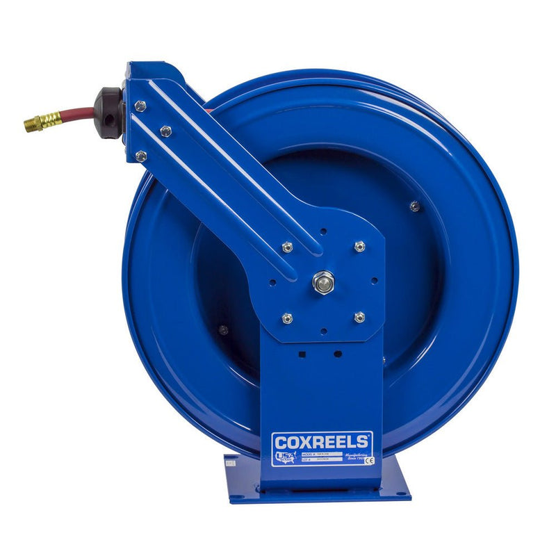 Hose Reel, Spring Rewind, 3/8" x 100', Air or Water, PVC 300 PSI Hose Included, Coxreels T Series TSH-N-3100 - UnitedBuilt Equipment