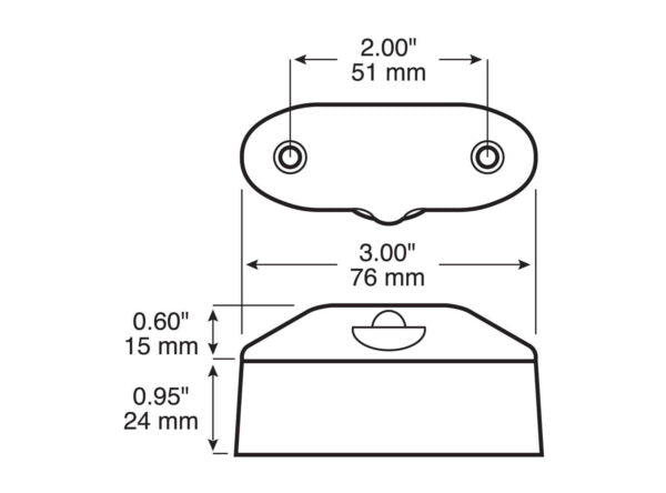 License Light, LED, White, Top Mount, Oval, Single Diode, 3" x 1.23", Peterson M290C - UnitedBuilt Equipment