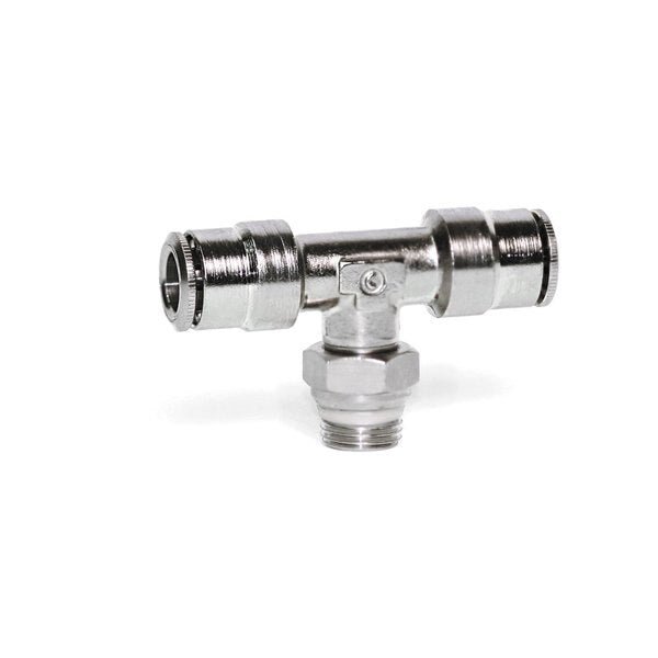 Push-In Air Fitting, Male Branch Tee Swivel, 1/4" Tube OD X 1/8" NPTF, Camozzi P6430 04-02 - UnitedBuilt Equipment