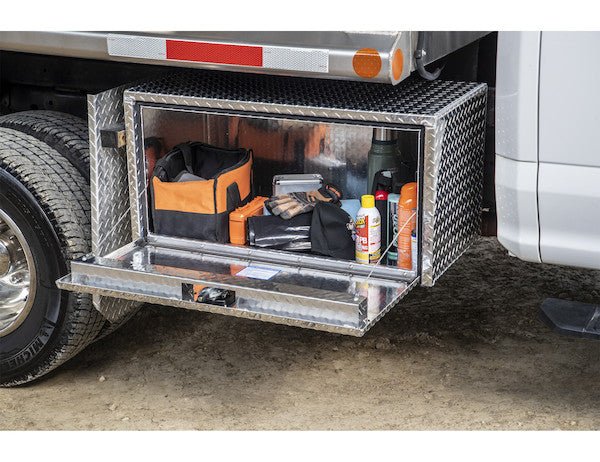 Tool Box, Diamond Tread Aluminum, Locking Storage, 18x18x48, Height 18" x Depth 18" x Width 48", Buyers 1705110 - UnitedBuilt Equipment
